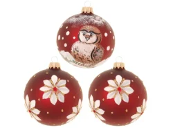 Krebs Glas Lauscha Weihnachtsbaumkugeln Braun 3-tlg. 8cm