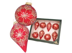 Krebs Glas Lauscha Weihnachtskugeln Kristalltropfen Rot 10cm