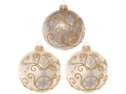 Krebs Glas Lauscha Weihnachtskugeln Gold 3-tlg. 8cm