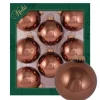Krebs Glas Lauscha Weihnachtskugeln Hellbraun Glanz Uni 8er-Set 7cm