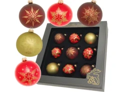 Krebs Glas Lauscha Weihnachtsbaumkugeln Waldfarben 9-tlg. 8cm