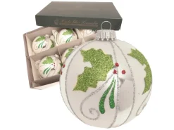 Krebs Glas Lauscha Weihnachtskugeln Ilex 6er-Set 8cm