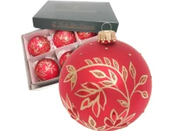 Krebs Glas Lauscha Weihnachtskugeln Floral 6er-Set 8cm