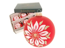Krebs Glas Lauscha Weihnachtskugeln Blumendekor 6er-Set 8cm