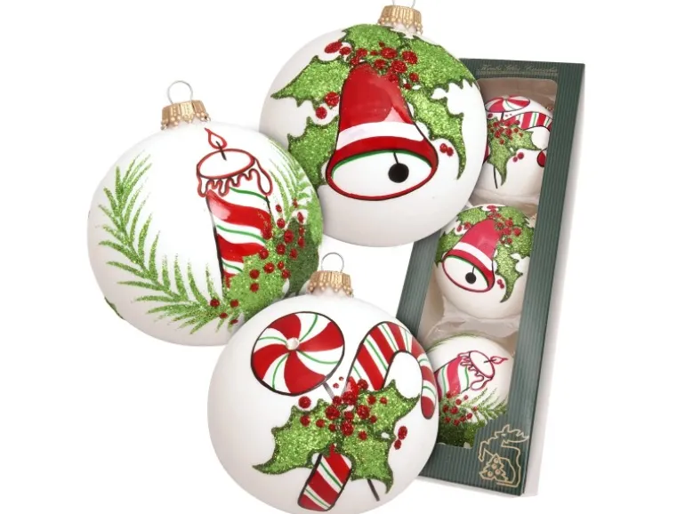 Krebs Glas Lauscha Weihnachtskugeln Jingle Bells 3-tlg. 8cm