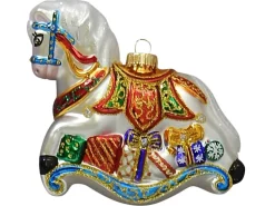 Krebs Glas Lauscha Weihnachtsornament Schaukelpferd 1-tlg. 15cm