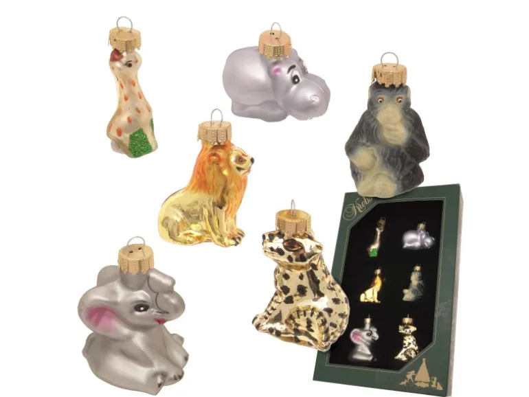 Krebs Glas Lauscha Weihnachtsornamente Miniaturen Wildtiere 6-tlg. 3cm