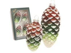 Krebs Glas Lauscha Weihnachtsornamente Tannenzapfen Wald 4-tlg. 7cm