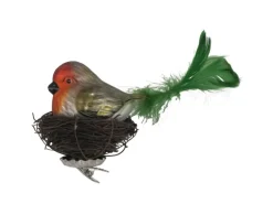 Krebs Glas Lauscha Weihnachtsornament Vogel im Nest 1-tlg. 9cm