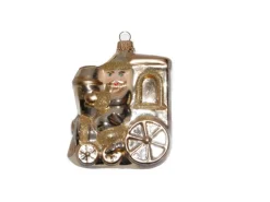 Krebs Glas Lauscha Weihnachtsmann auf der Lokomotive Gold 1-tlg. 9cm