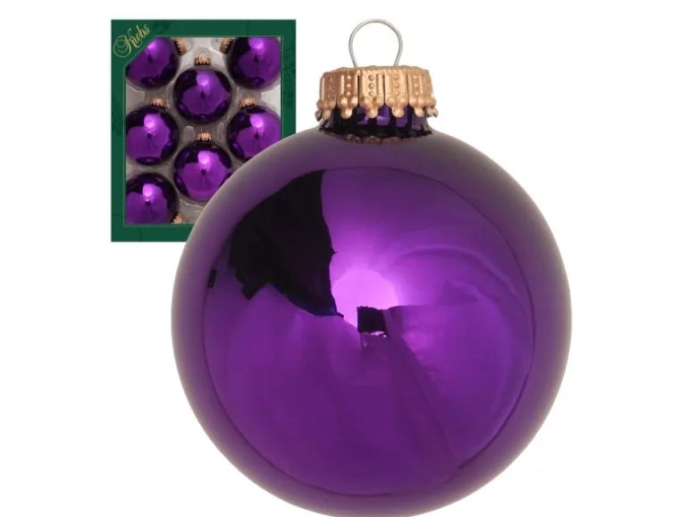 Krebs Glas Lauscha Weihnachtskugeln Uni-Design Ivana Violett 7cm