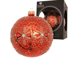 Krebs Glas Lauscha Weihnachtskugel Jugendstil Rot 10cm