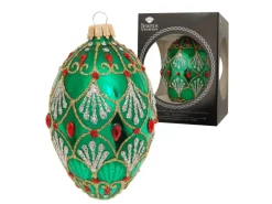 Krebs Glas Lauscha Weihnachtsornament Eiform Grün Gloria 1-tlg. 11cm