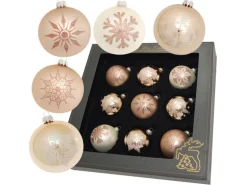 Krebs Glas Lauscha Weihnachtskugeln Cappucchino 9-tlg. 8cm