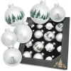 Krebs Glas Lauscha Weihnachtskugeln Silber Waldset 16-tlg. 5-7cm