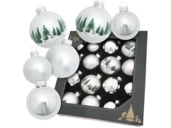 Krebs Glas Lauscha Weihnachtskugeln Silber Waldset 16-tlg. 5-7cm