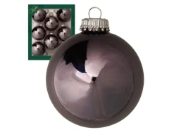 Krebs Glas Lauscha Weihnachtskugeln Uni-Design Titania Grau 7cm