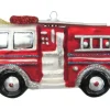 Krebs Glas Lauscha Weihnachtsornament Feuerwehrauto 1-tlg. 7cm