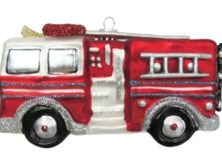 Krebs Glas Lauscha Weihnachtsornament Feuerwehrauto 1-tlg. 7cm