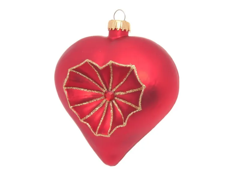 Krebs Glas Lauscha Weihnachtsornament Herz mit Reflex 1-tlg. 5cm