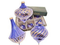 Krebs Glas Lauscha Weihnachtsornamente Blau Barock 6-tlg. 8cm