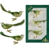 Krebs Glas Lauscha Weihnachtsornamente Vogelset Grün 3-tlg. 7cm