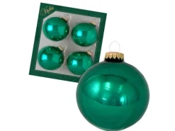 Krebs Glas Lauscha Weihnachtskugeln Uni-Design Cosima Grün 8cm