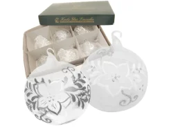 Krebs Glas Lauscha Weihnachtskugeln Frostige Blume 6-tlg. 8cm