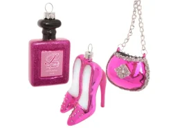 Krebs Glas Lauscha Weihnachtsornamente Lady in Pink 3-tlg. 6-10cm