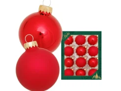 Krebs Glas Lauscha Weihnachtskugeln Rot 12-tlg. 5cm