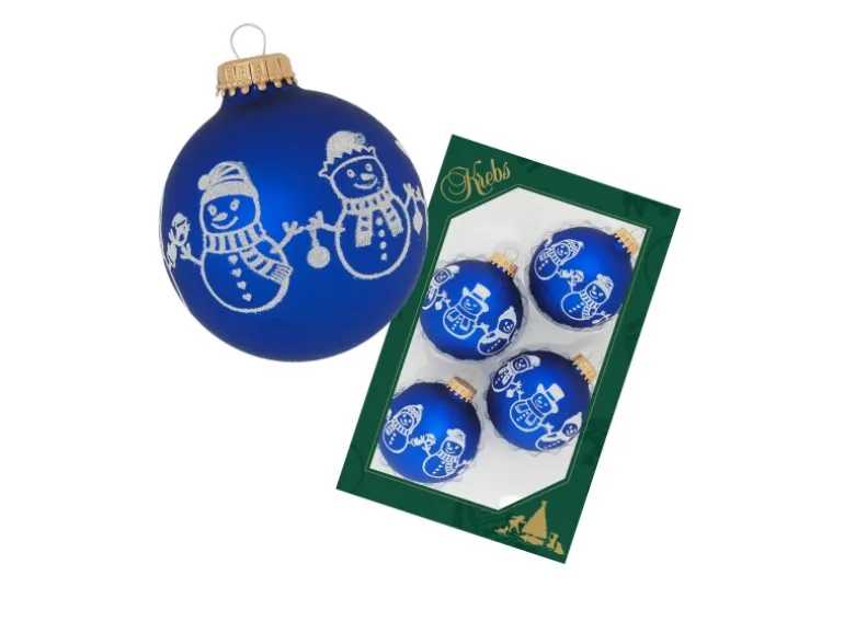 Krebs Glas Lauscha Weihnachtsbaumkugel mit Banddeko 4er-Set 7cm