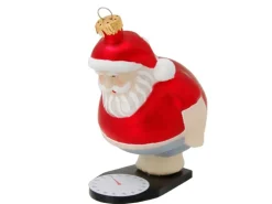 Krebs Glas Lauscha Weihnachtsmann auf Waage 1-tlg. 10cm