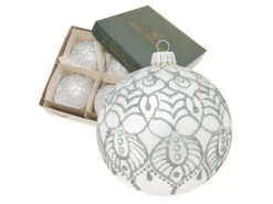 Krebs Glas Lauscha Weihnachtsbaumkugel Arabeske 4er-Set 11cm