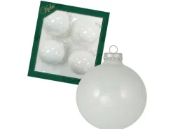 Krebs Glas Lauscha Weihnachtskugeln Weiß Glanzuni 4er-Set 8cm