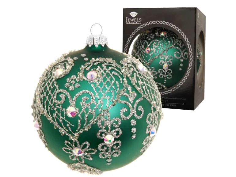 Krebs Glas Lauscha Weihnachtskugeln Jewels Grün 1-tlg. 10cm