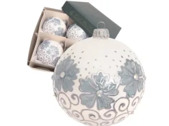 Krebs Glas Lauscha Weihnachtsbaumkugeln Blumen 4er-Set 11cm