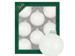 Krebs Glas Lauscha Weihnachtskugeln Eislack Weiß Uni 8er-Set 7cm