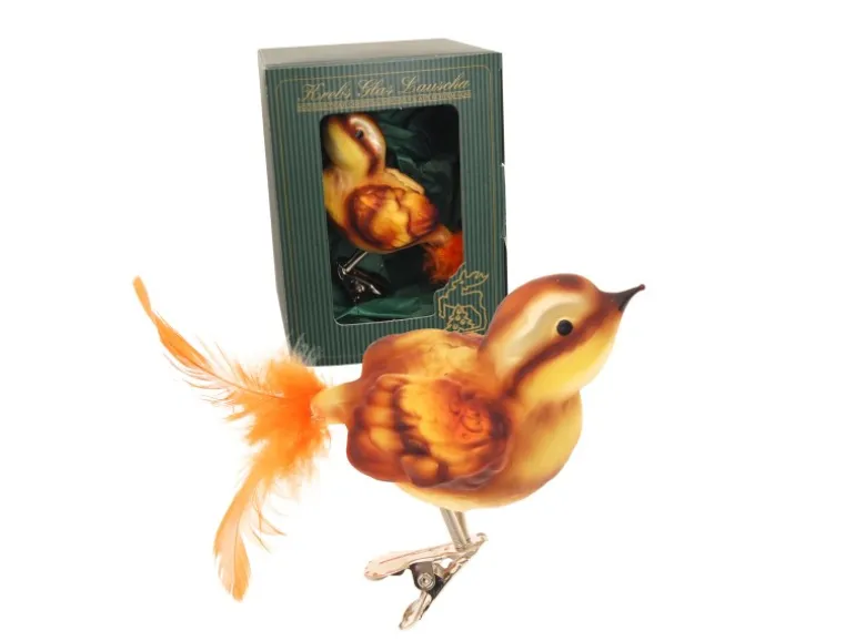Krebs Glas Lauscha Weihnachtsornament Braun Spatz 1-tlg. 5cm