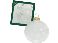 Krebs Glas Lauscha Weihnachtskugeln Transparent Uni Goldkappe 4er-Set 8cm