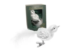 Krebs Glas Lauscha Weihnachtsornament Weiß Spatz 1-tlg. 5cm