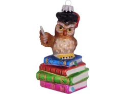 Krebs Glas Lauscha Weihnachtsornament Lehrer-Eule 10cm