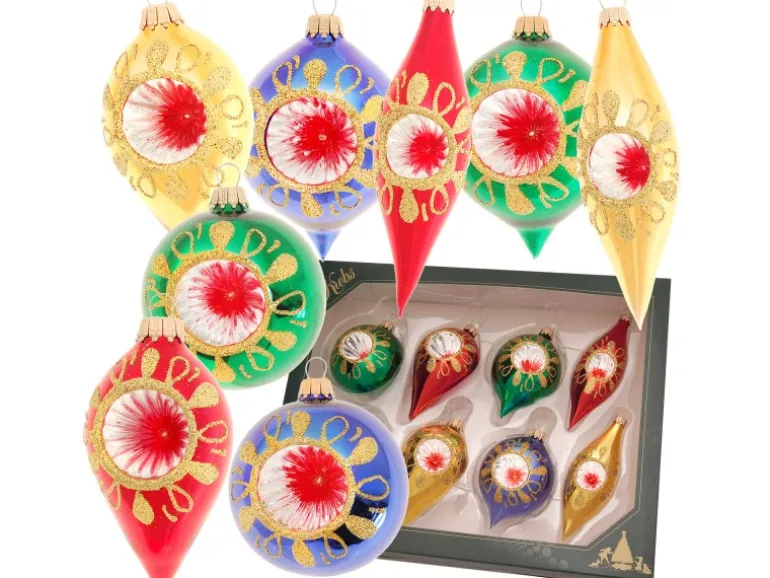 Krebs Glas Lauscha Weihnachtskugeln Reflexsortiment Mehrfarbig 7cm