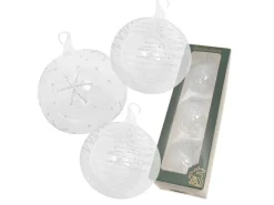 Krebs Glas Lauscha Weihnachtskugeln mit Öse Transparent 3-tlg. 8cm