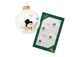 Krebs Glas Lauscha Weihnachtsbaumkugel Schneemann 4er-Set 7cm