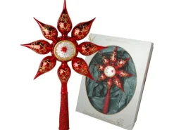 Krebs Glas Lauscha Weihnachtsbaumspitze Sternenform Rot 1-tlg. 32cm