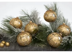 Krebs Glas Lauscha Weihnachtsbaumkugel Gold 4er-Set 11cm