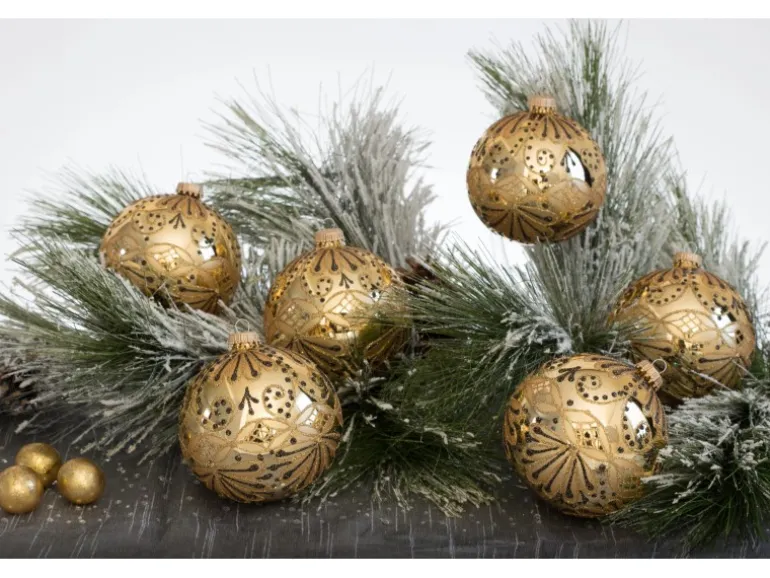 Krebs Glas Lauscha Weihnachtsbaumkugel Gold 4er-Set 11cm