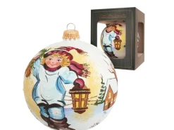 Krebs Glas Lauscha Weihnachtskugel Junge mit Laterne Mehrfarbig 10cm