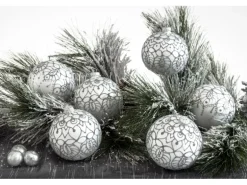 Krebs Glas Lauscha Weihnachtsbaumkugel Arabeske 6er-Set 8cm