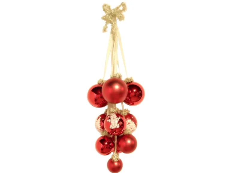 Krebs Glas Lauscha Weihnachtsornamente Kugelgehänge Rot 10-tlg. 27cm